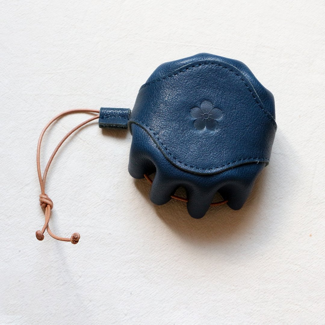Cowhide Accessory Case Coin Case Navy - 其他 - 真皮 蓝色