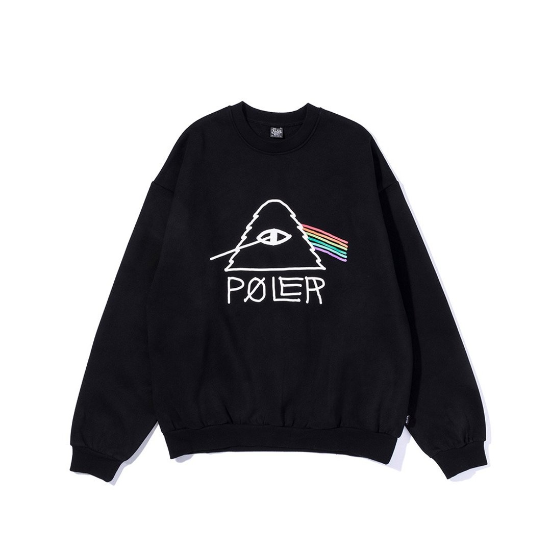 日本限定 POLER PSYCHEDELIC CREW 山型眼彩虹经典大学T / 黑 - 中性连帽卫衣/T 恤 - 其他材质 黑色