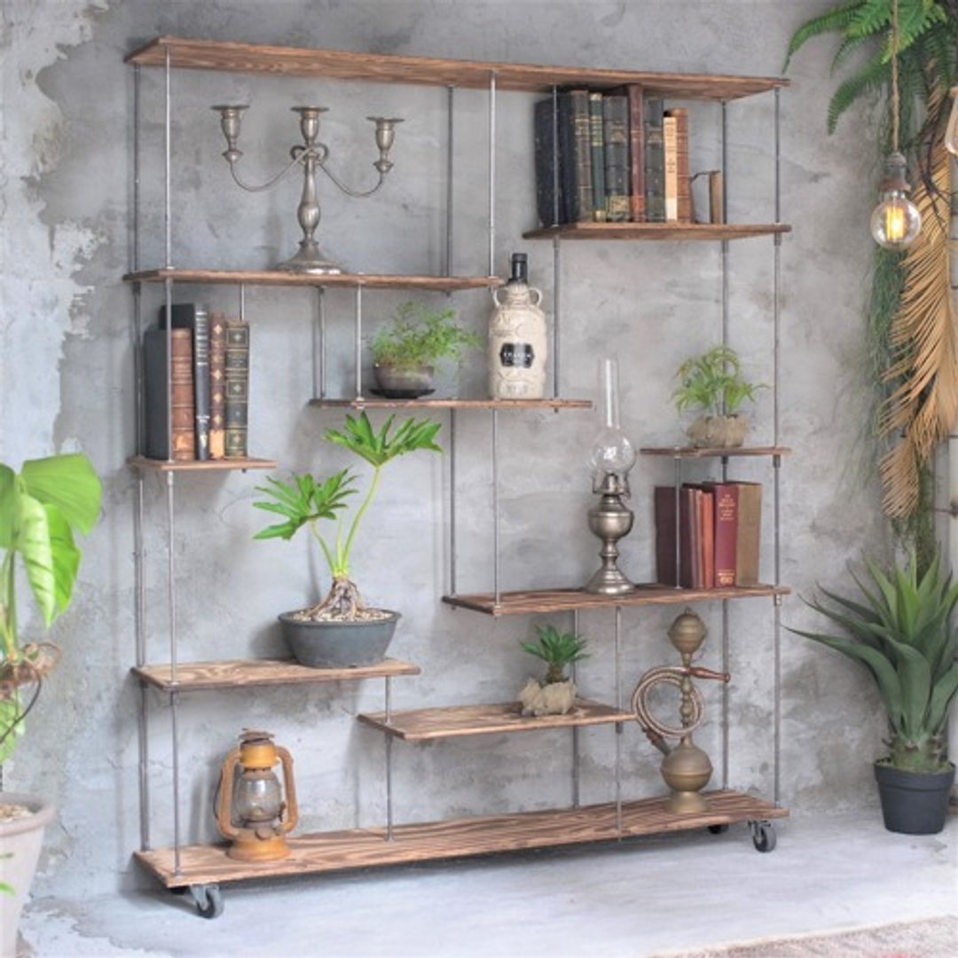 wood iron shelf 1440*1200*225 brown - 其他家具 - 木头 咖啡色