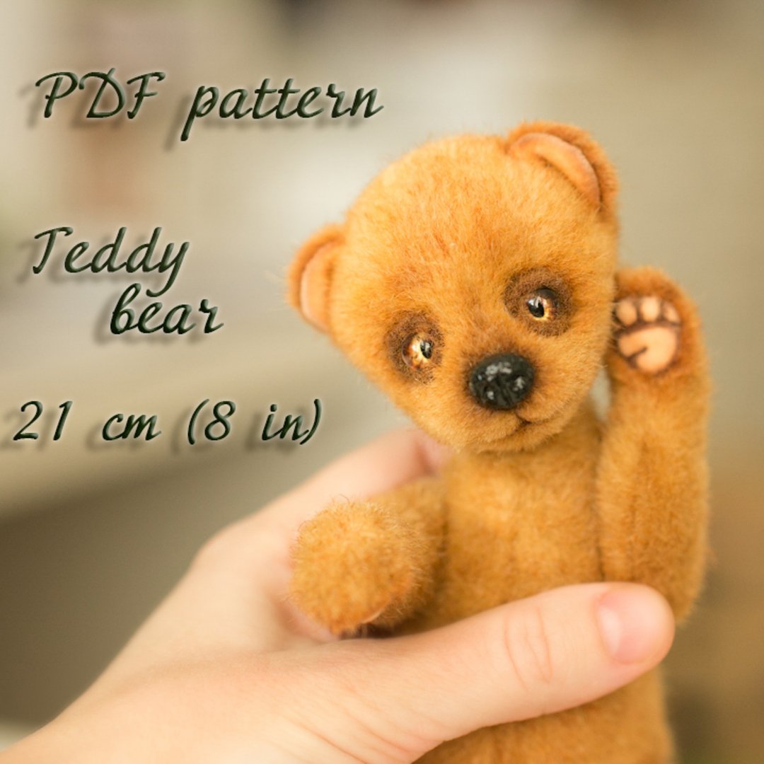 Teddy bear sewing pattern PDF 21 cm plushie toy handmade DIY - 手工艺教程/工具书 - 其他材质 