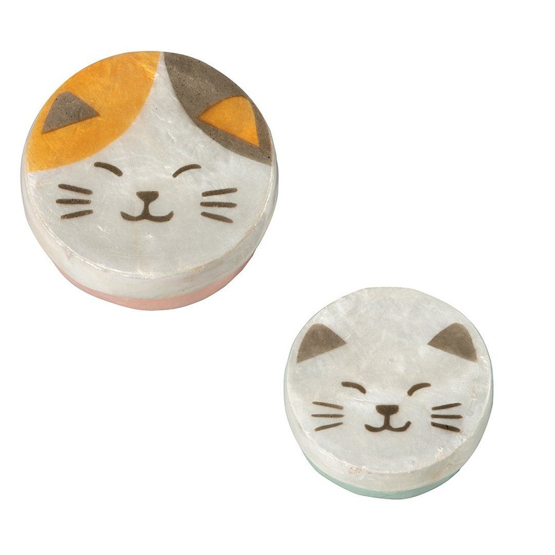 菲律宾 圆形贝壳小物收纳盒组 猫咪  首饰文具纪念品 - 收纳用品 - 贝壳 