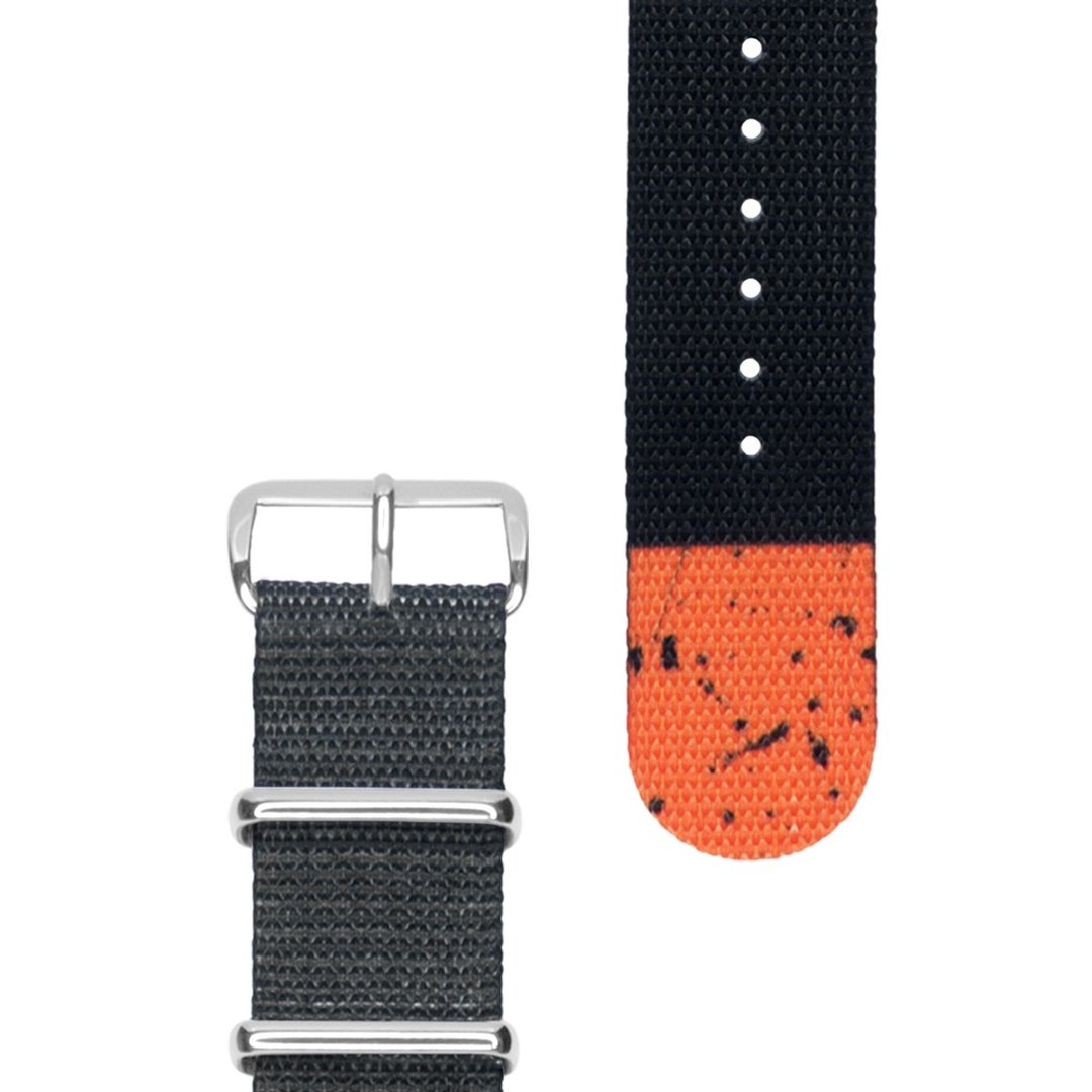 HYPERGRAND - 22mm军用表带 FLASHPOINT Nato Strap 橘色燃点 (银扣) - 女表 - 其他材质 黑色