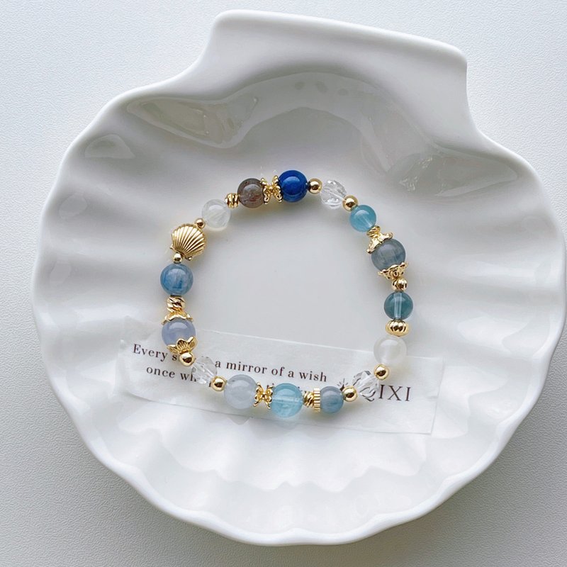 靛蓝恋歌丨萤石+海蓝宝丨思绪清晰 安抚焦虑丨定制化水晶手链 - 手链/手环 - 水晶 蓝色