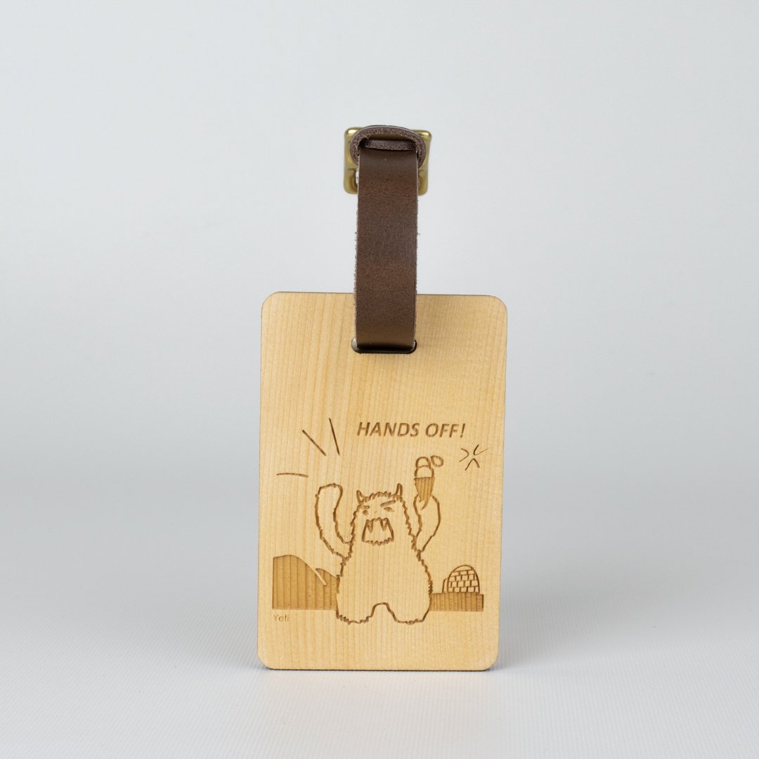 加拿大桧木 行李吊牌 贴心雪怪 Yeti Luggage Tag - 行李吊牌 - 木头 黄色