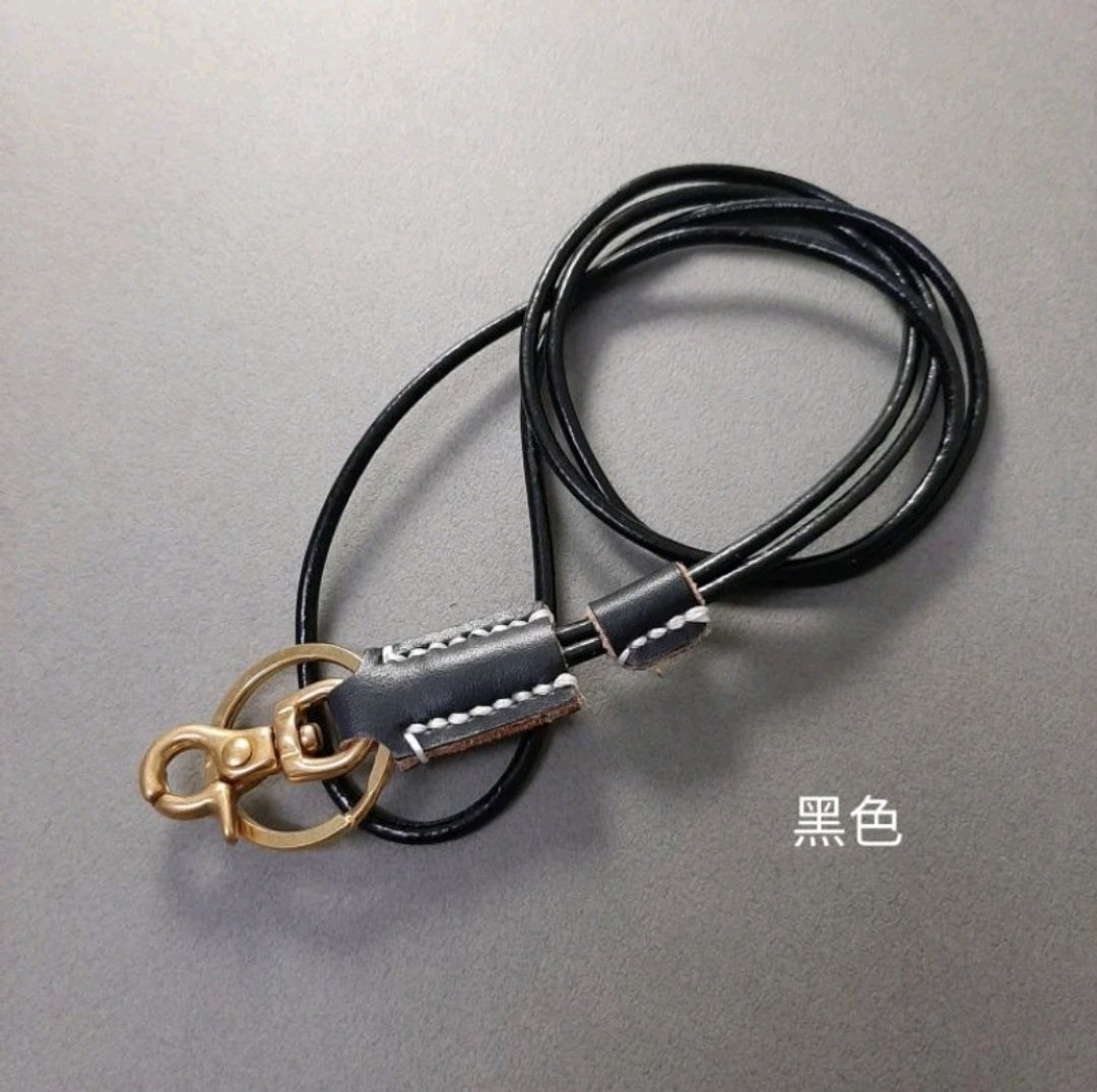 纯黄铜配件 识别证挂绳 手工制 复古色 棕 红 咖啡 原色 头层皮 - 挂绳/吊绳 - 真皮 