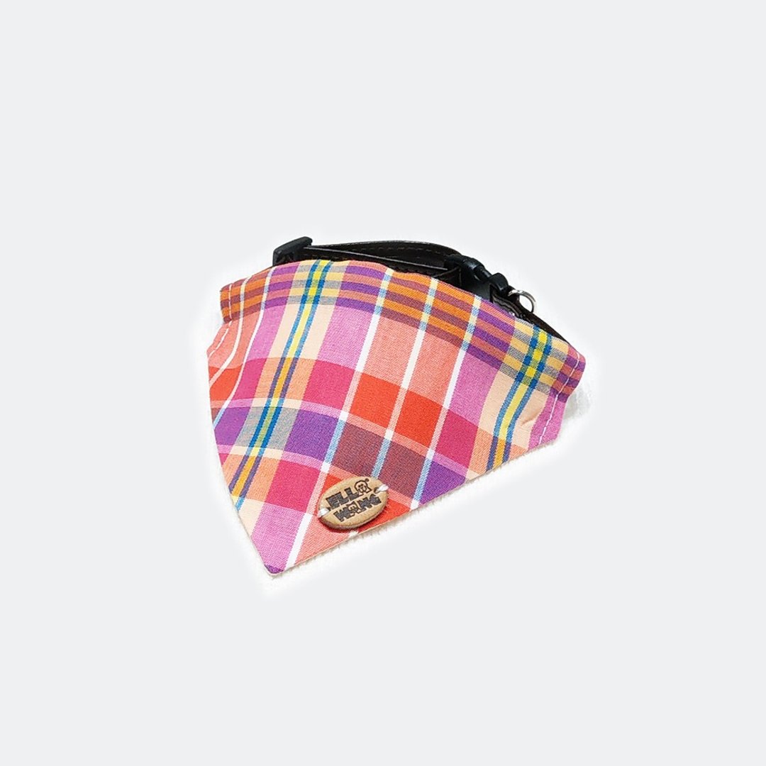 Ella Wang Design Scarf 宠物  格纹 领巾 猫 狗 - 项圈/牵绳 - 棉 橘色