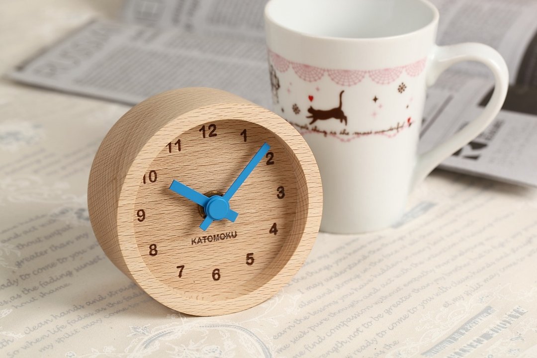 KATOMOKU mini clock 圆型 km-26BL 蓝色 日本制造 - 时钟/闹钟 - 木头 蓝色