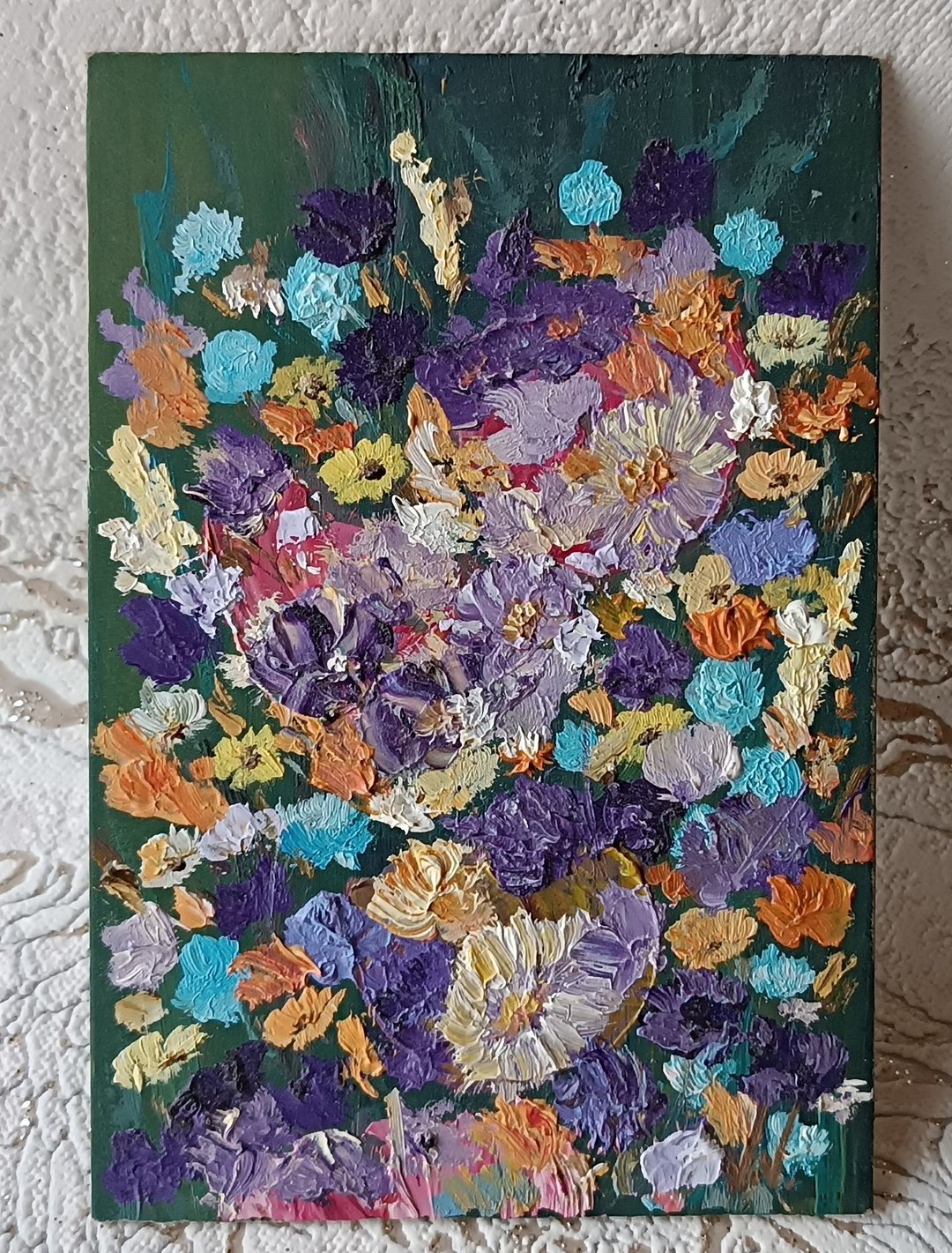 原创油画作品 让它在15x10厘米的纸板上 由艺术家维多利亚 瓦卢 - 墙贴/壁贴 - 颜料 绿色