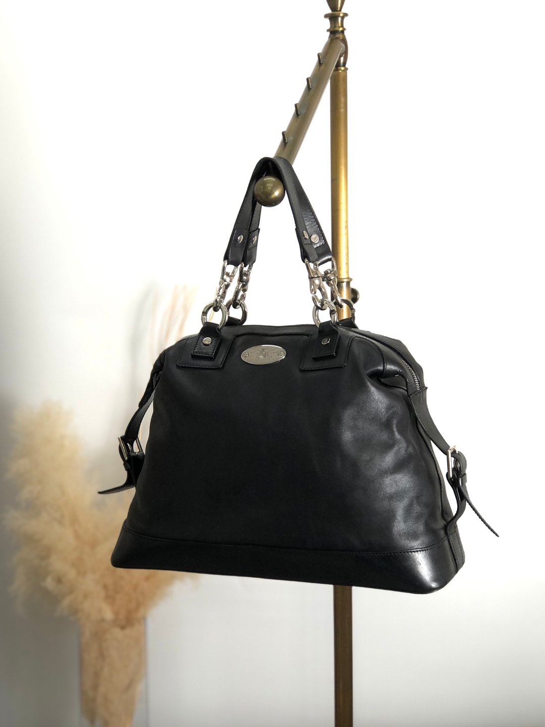 【 日本直送 名牌中古包 】CELINE  સૅલિન 手提包 黑色 标志 皮革 vintage 古董 tz7vp7 - 手提包/手提袋 - 真皮 黑色