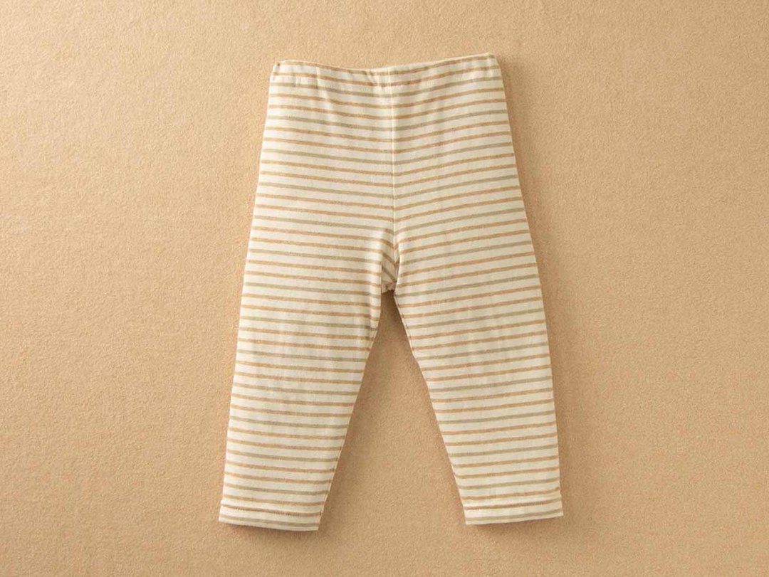 Long Pants/Mocha/Tricolor Border/Off White cam055/cam056/cam057 Organic Cotton 1 - 童装裤 - 棉 白色