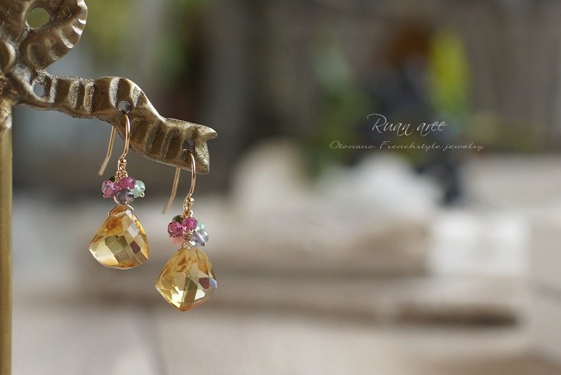 14 kgf - ladies' fruit piercing - 耳环/耳夹 - 半宝石 橘色