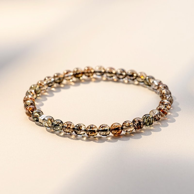 冰透黑金超 | 天然能量水晶手串 | 4.5-5.5mm D11209 - 手链/手环 - 水晶 黑色