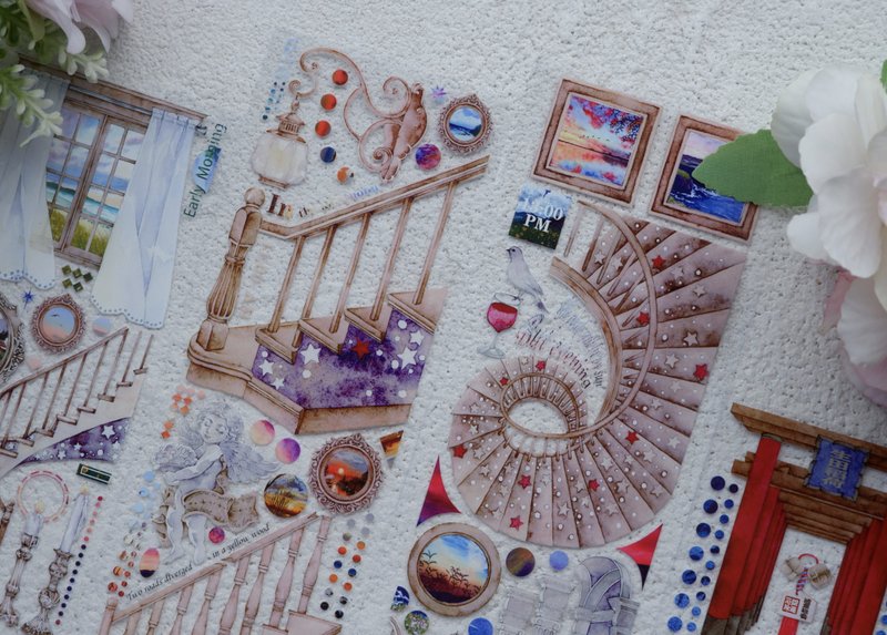 四时之阶 復古旋转阶梯和室內装饰 PET 和紙膠帶 10米卷 台灣製 - 纸胶带 - 其他材质 多色