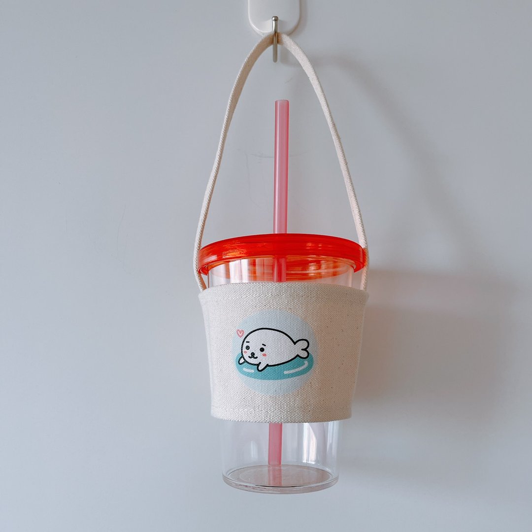 小海狮 手绘环保杯袋 饮料袋 无范例 - 随行杯提袋/水壶袋 - 其他人造纤维 