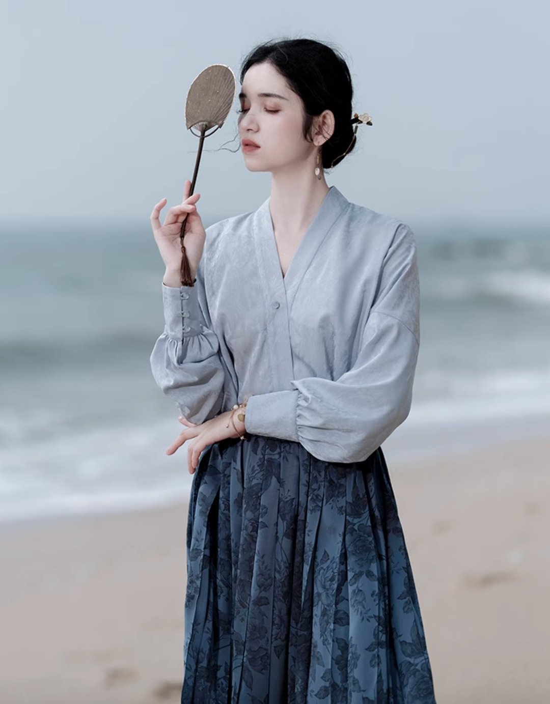 踏莎行 新中式复古改良上衣 - 女装上衣 - 其他材质 蓝色