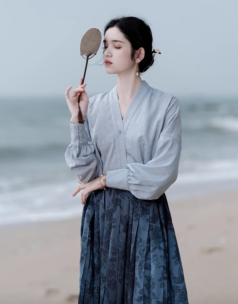 踏莎行 新中式复古改良上衣 - 女装上衣 - 其他材质 蓝色