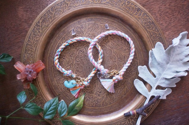 流浪者手绳 ─【京都绝色 · 千羽鹤】せんばづる - 手链/手环 - 水晶 粉红色