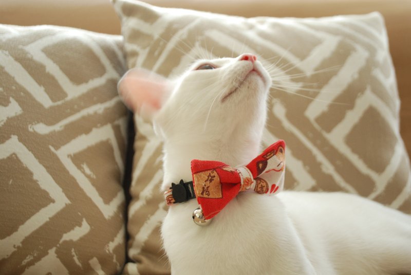 A-NI Collar for cats and dogs, spring rolls (bow) - 项圈/牵绳 - 其他材质 红色