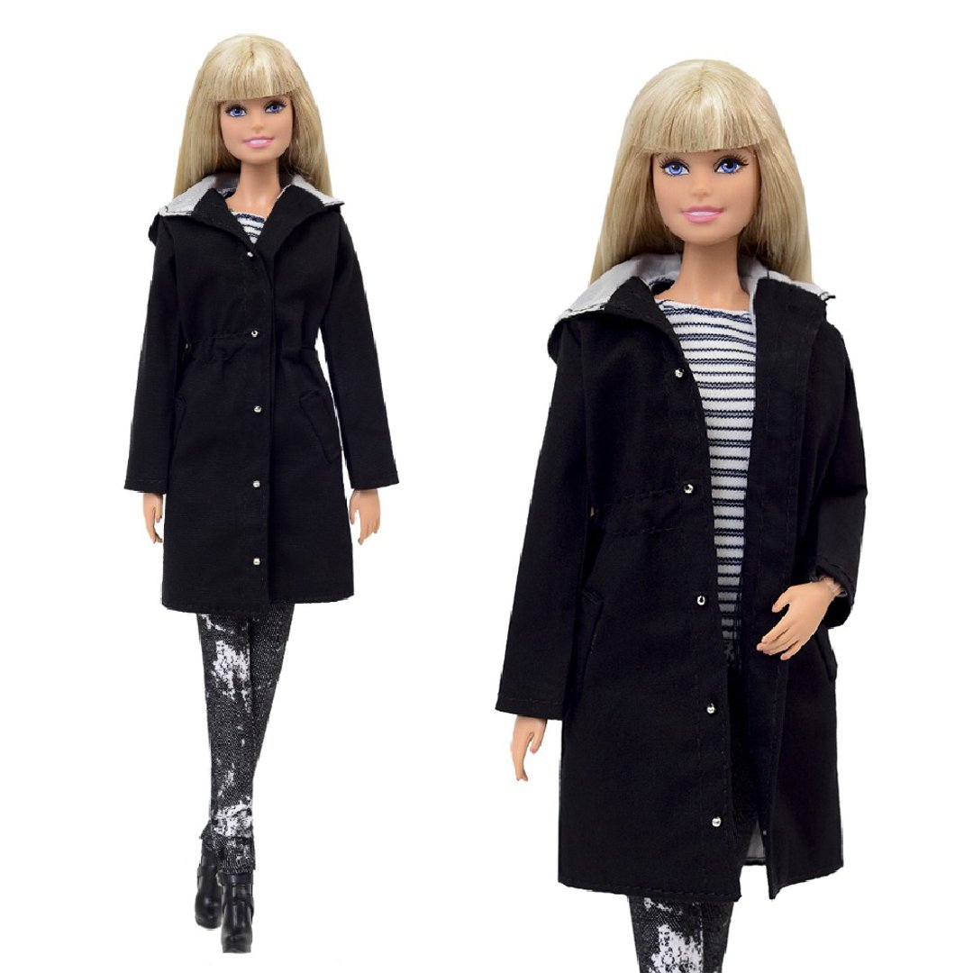 ELENPRIV black parka fashion outfit Barbie doll 30cm 11 1/2 in Poppy Parker MTM - 玩具/玩偶 - 聚酯纤维 黑色