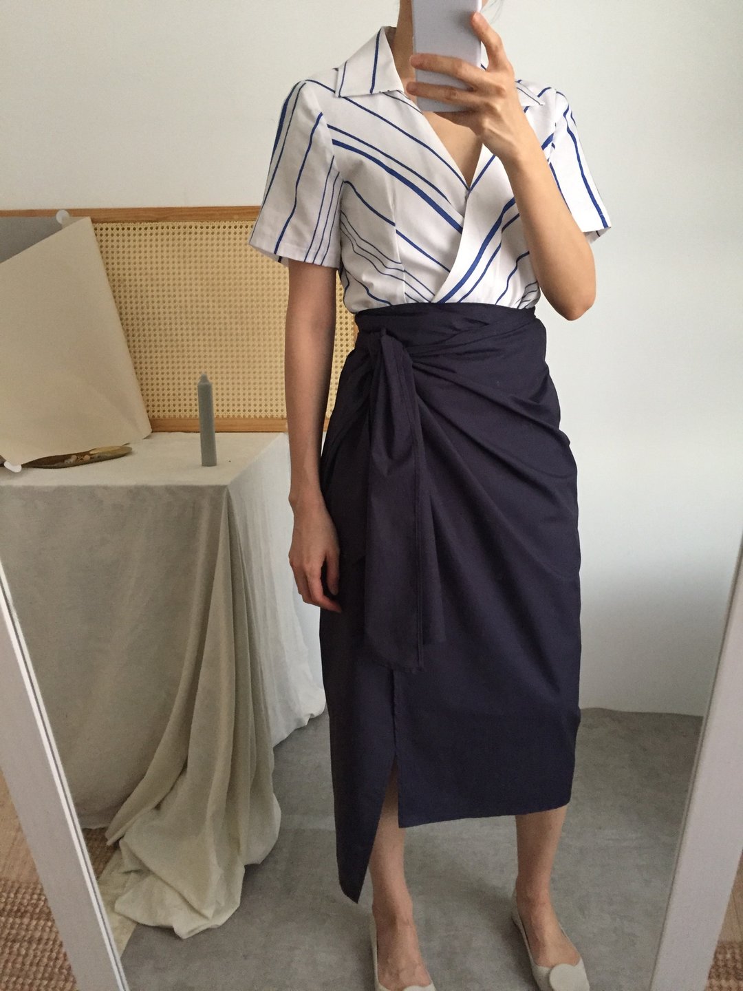 Beatrice Skirt 一片式印度lungi绑带围裙 S号出清 蓝色 - 裙子 - 棉 