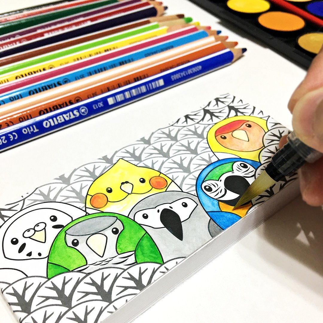 有趣日常 ∣ 鹦鹉 · 涂鸦纸卡本 (空白 ) - 便条纸/标签贴 - 纸 白色