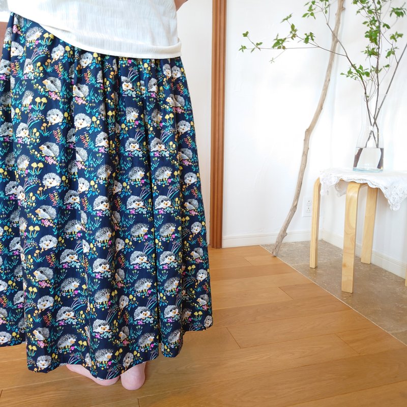 【Made to order】Hedgehog Skirt / made in JAPAN / USA fabric / One size fits all - 裙子 - 棉．麻 蓝色