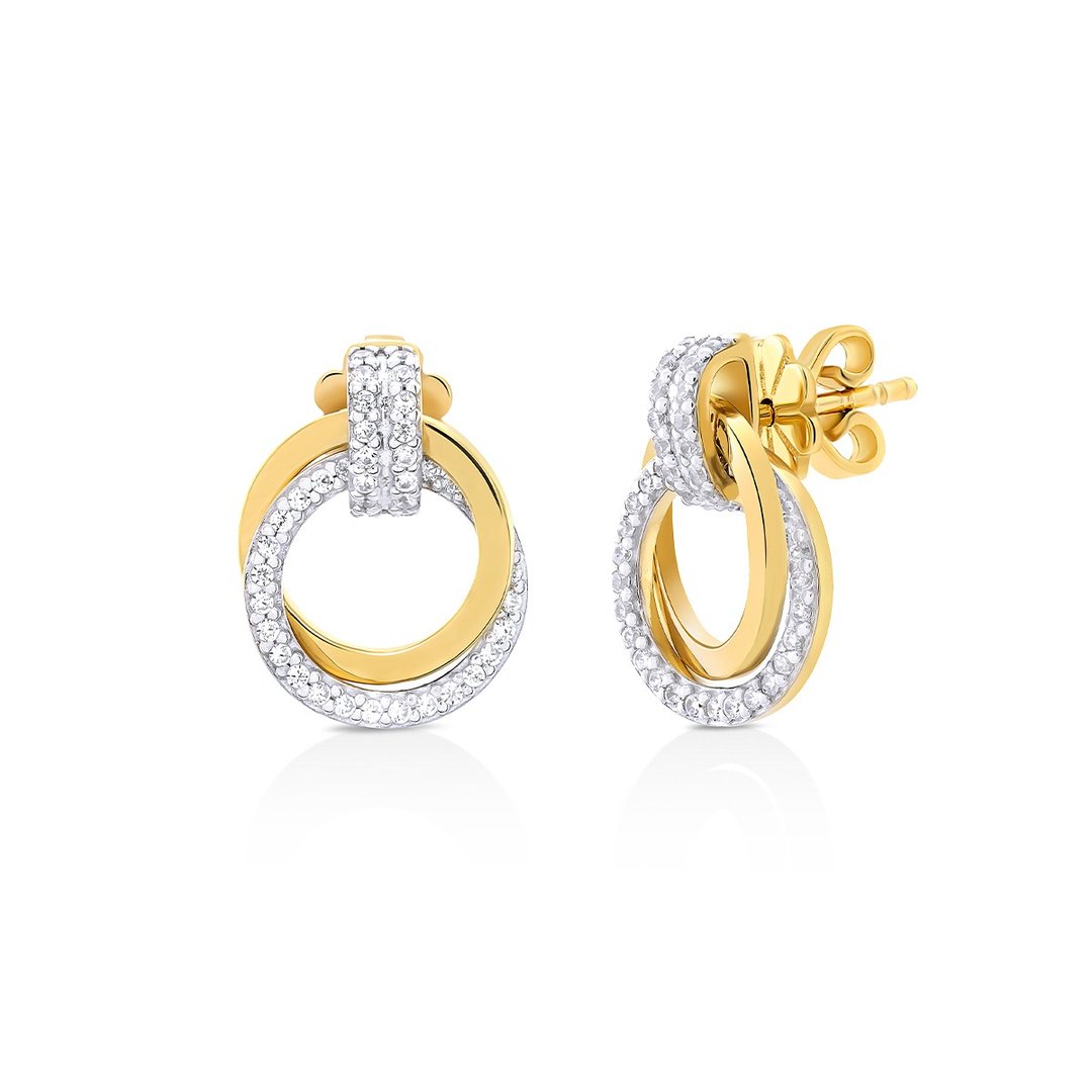 Dean sterling silver earrings with zirconia gemstones - 耳环/耳夹 - 纯银 银色