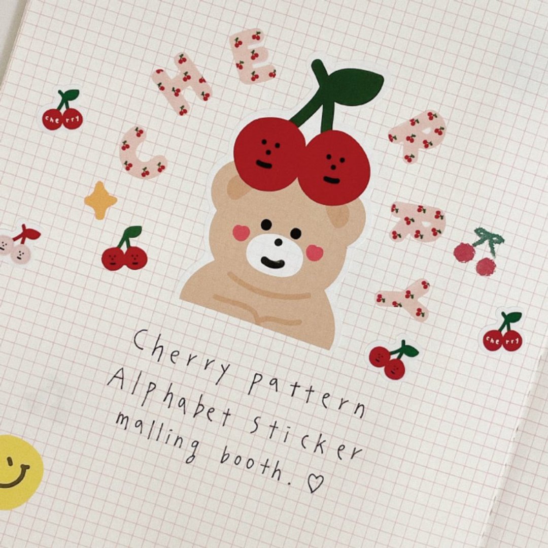 樱桃印花 cherry pattern 字母贴纸 / 手工卡片 / 手帐素材 - 贴纸 - 纸 