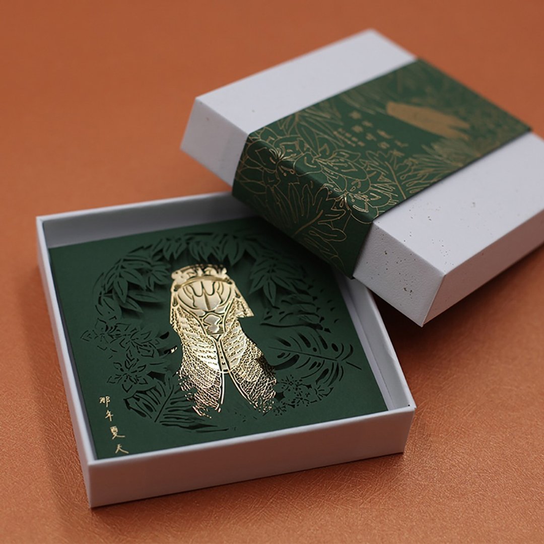 手心里设计夏蝉金属书签古典中国风创意礼品 - 书签 - 其他金属 金色