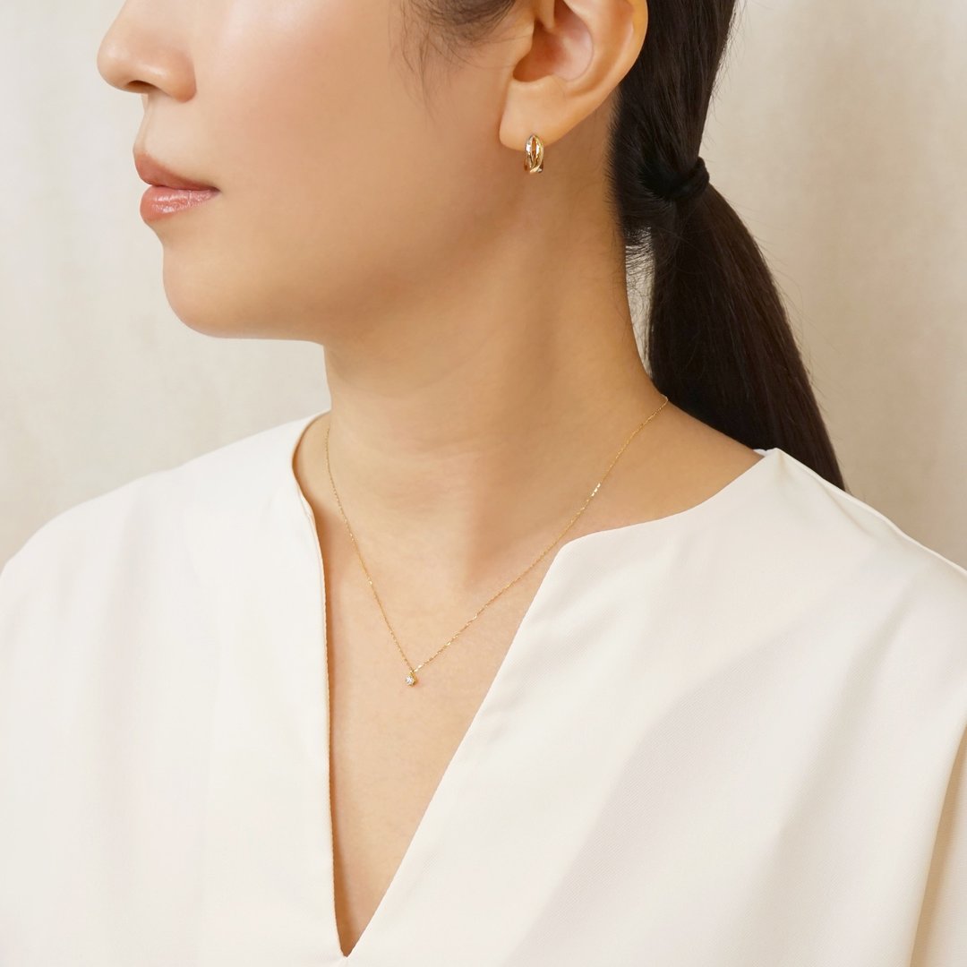 18K 黄金钻石单石项链 - 项链 - 贵金属 