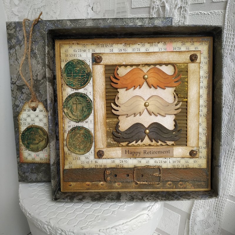 男性退休卡片。附胡子的快乐退休卡 - 卡片/明信片 - 纸 卡其色