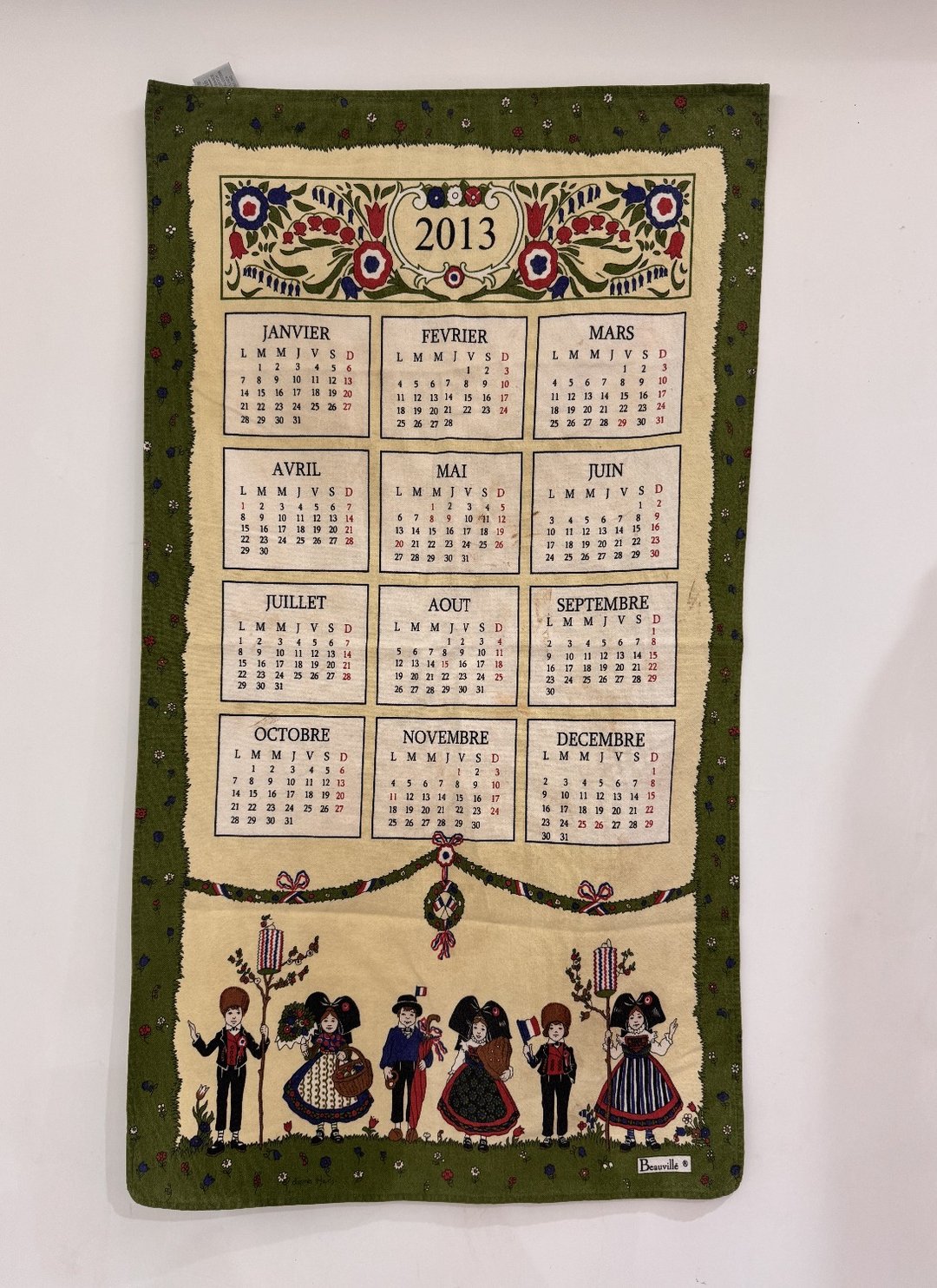 诞生年份 布历2013  Vintage Birthday Calendar - 门帘/门牌 - 棉 多色