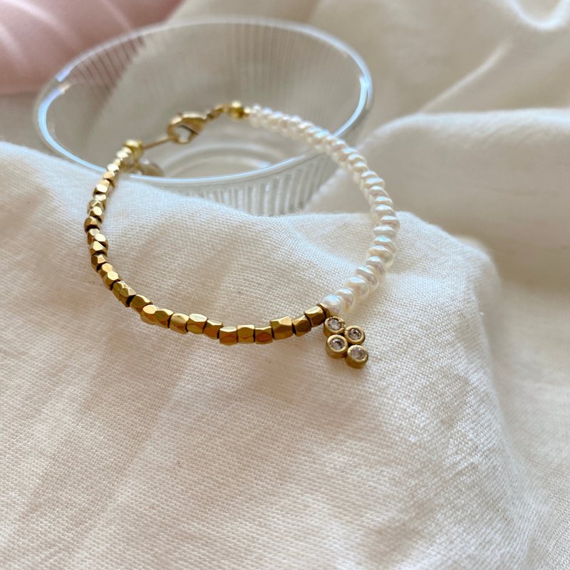 告白 - 珍珠 黄铜手环 - 手链/手环 - 铜/黄铜 金色