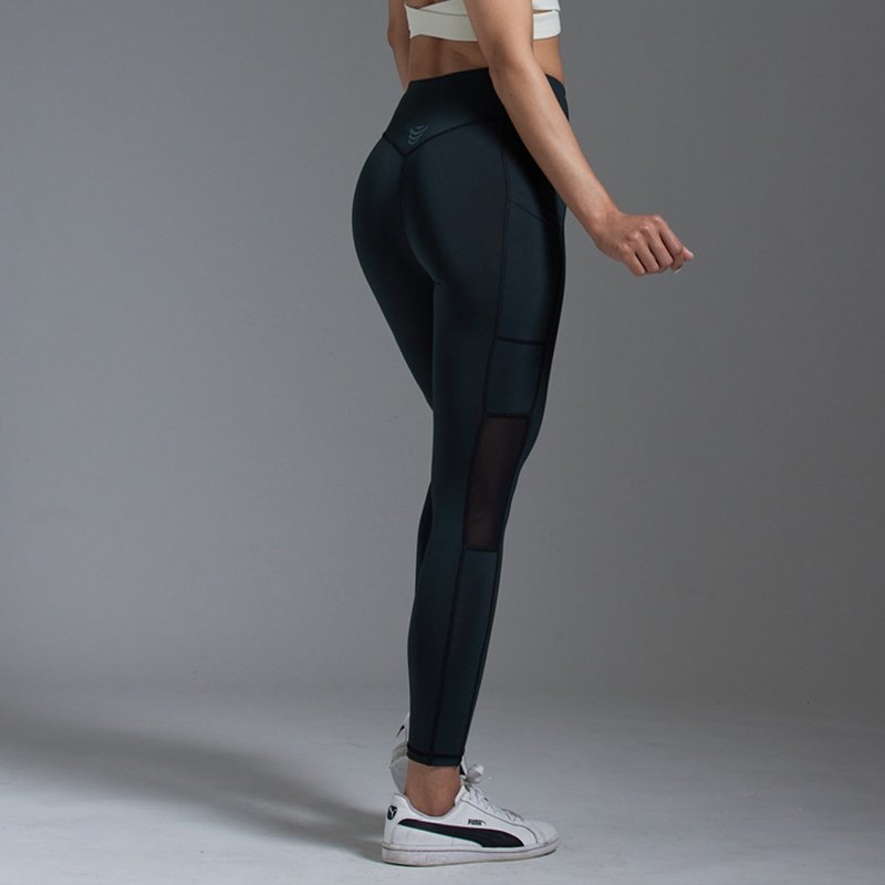 TCool 凉感侧拼接口袋翘臀紧身裤 - 女装内搭/紧身裤 - 聚酯纤维 黑色