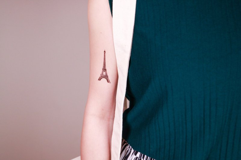 Deerhorn design / 鹿角 刺青 纹身贴纸 2入 铁塔 黑色 剪影 - 纹身贴 - 纸 黑色