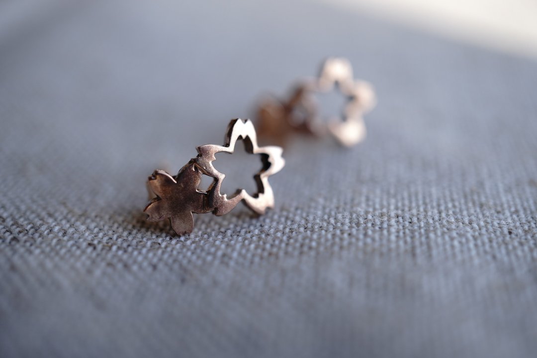 cherry blossom earrings 141 - 耳环/耳夹 - 其他金属 银色