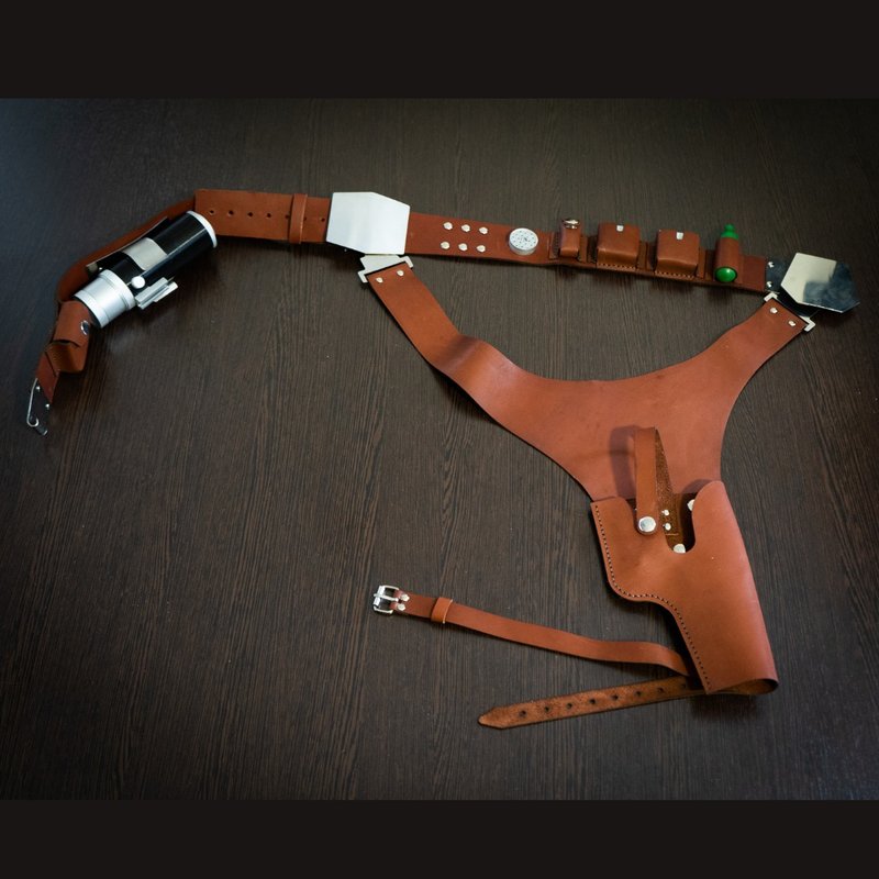 Han Solo Leather Belt with Holster, Power Cells, Gas Cartridge, Droid Caller - 摆饰 - 其他材质 咖啡色