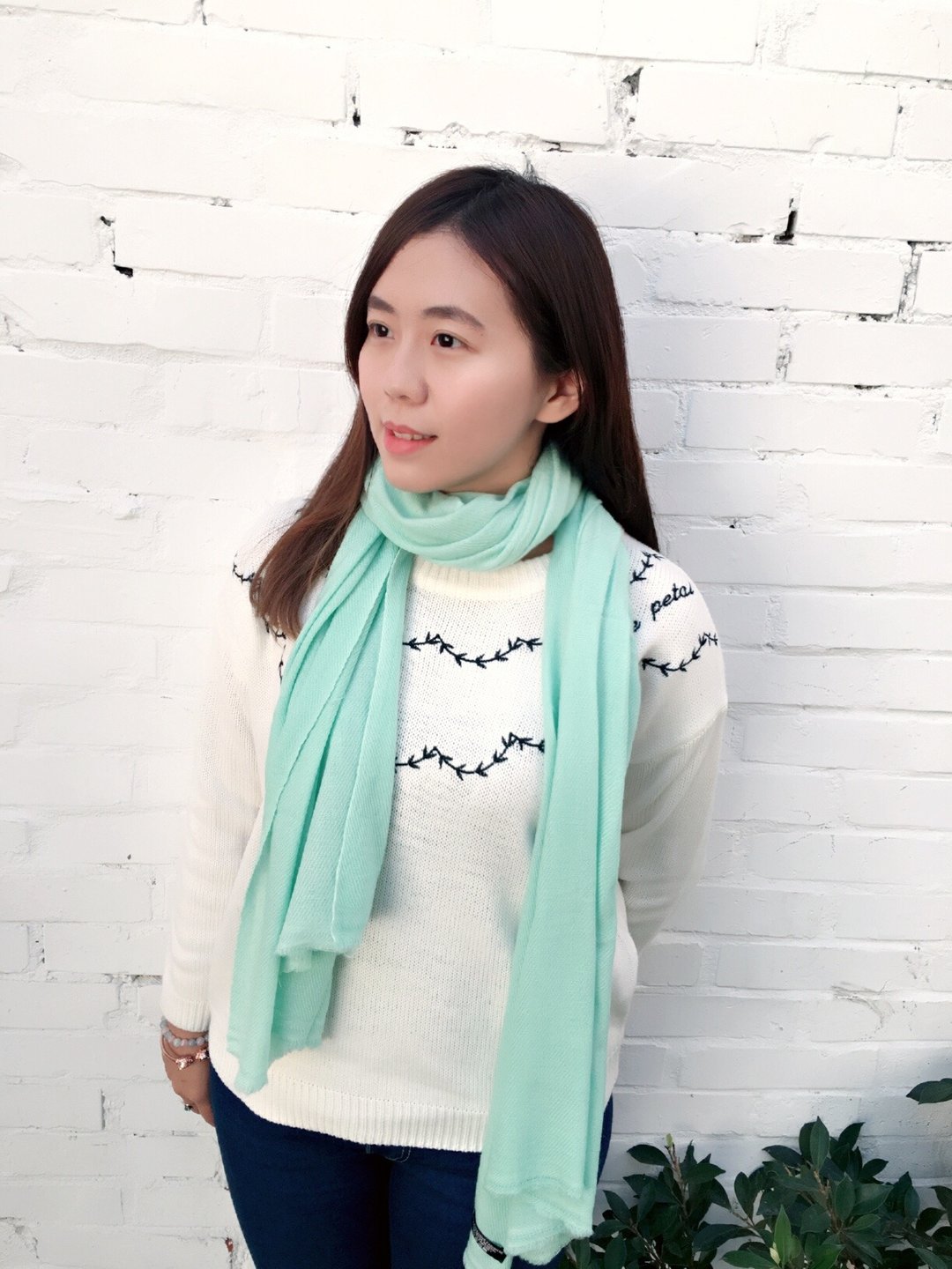 喀什米尔100%cashmere/pashmina手工山羊绒披肩围巾-绿 - 丝巾 - 羊毛 绿色