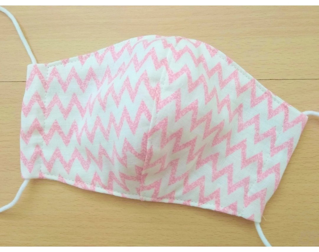 Face Mask, Reusable, Washable, Kids, Adult, Pink Chevron, Japanese Double Gauze - 口罩 - 棉 粉红色