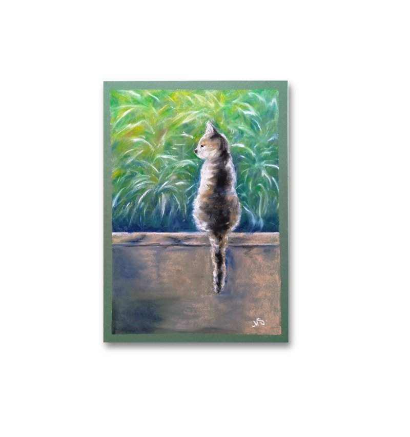 棕虎斑猫绘画原创动物墙艺术宠物油画棒艺术品 - 墙贴/壁贴 - 纸 多色