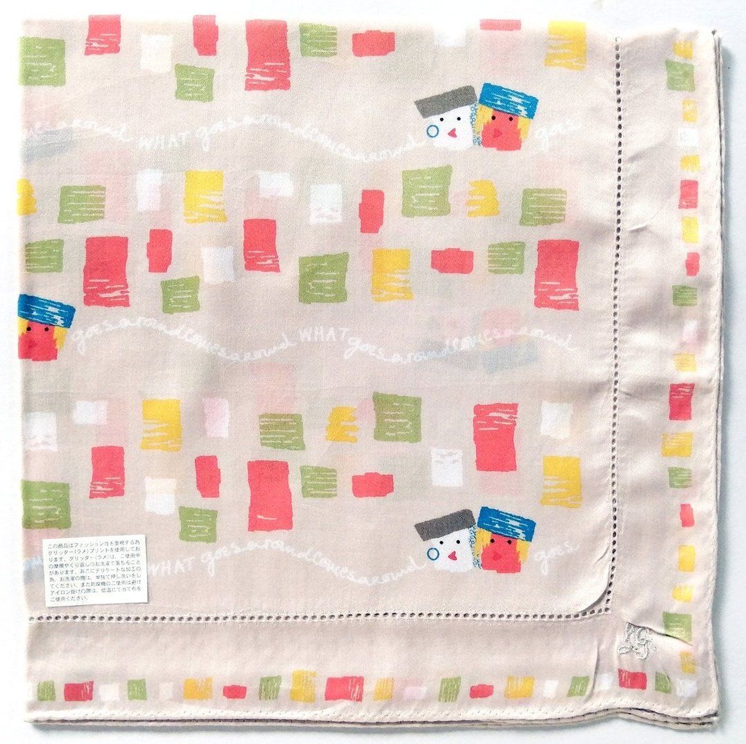 Lulu Guinness 复古方巾 20 x 19 英寸 - 手帕/方巾 - 棉 卡其色
