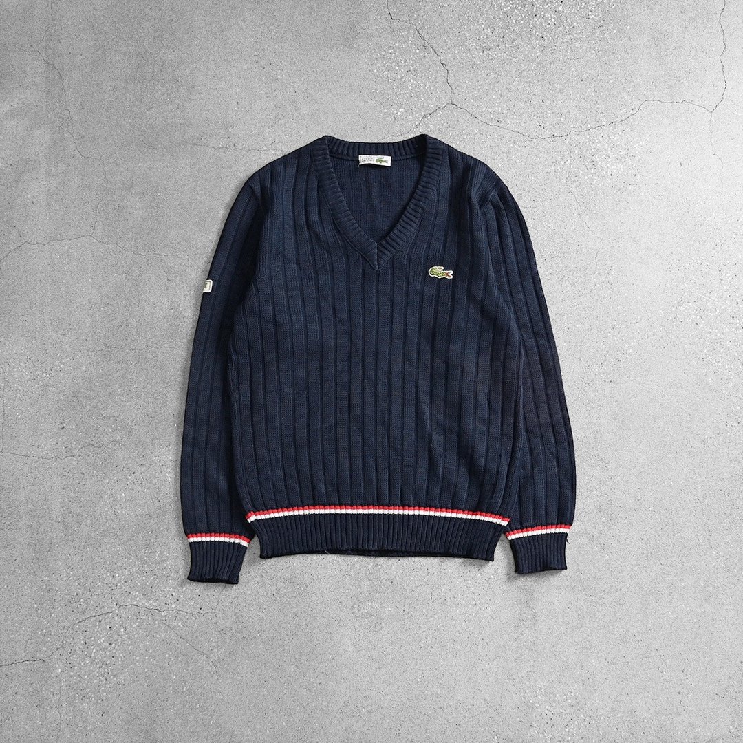 Vintage Lacoste 针织上衣 / 古着毛衣、针织衫、复古毛衣、古着 - 男装针织衫/毛衣 - 其他材质 蓝色