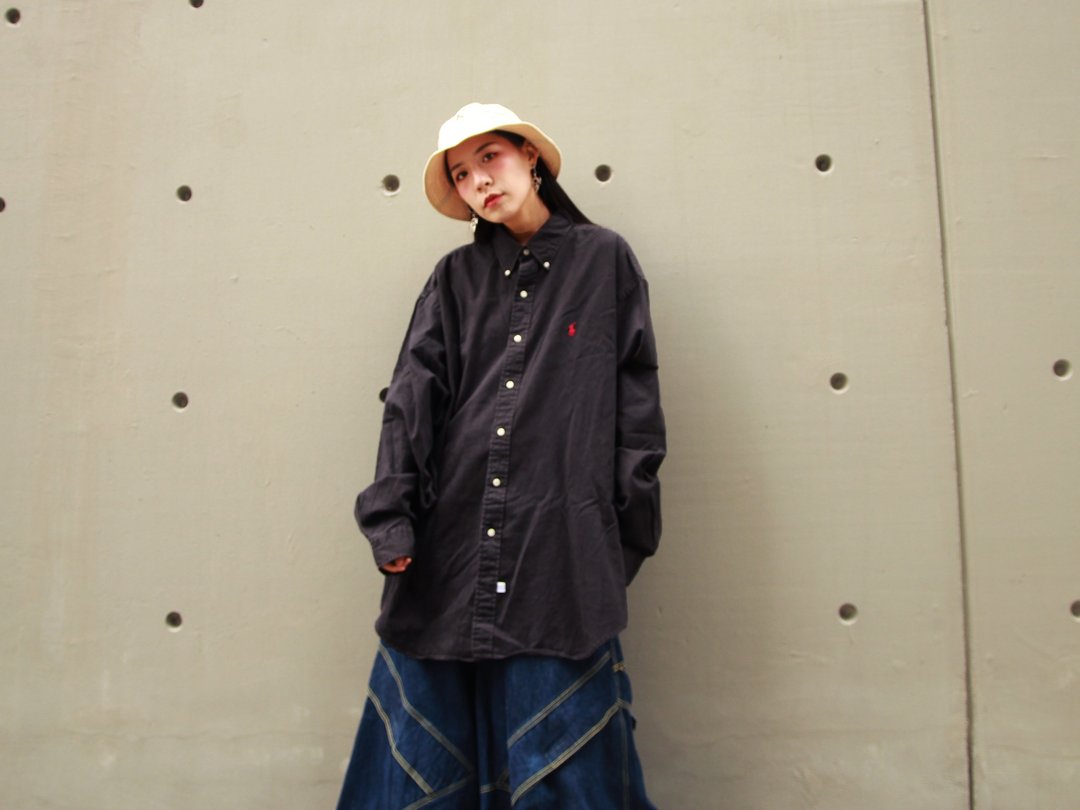 ///Fatty bone/// POLO黑色衬衫(厚版) 古着 Vintage - 男装衬衫 - 棉 