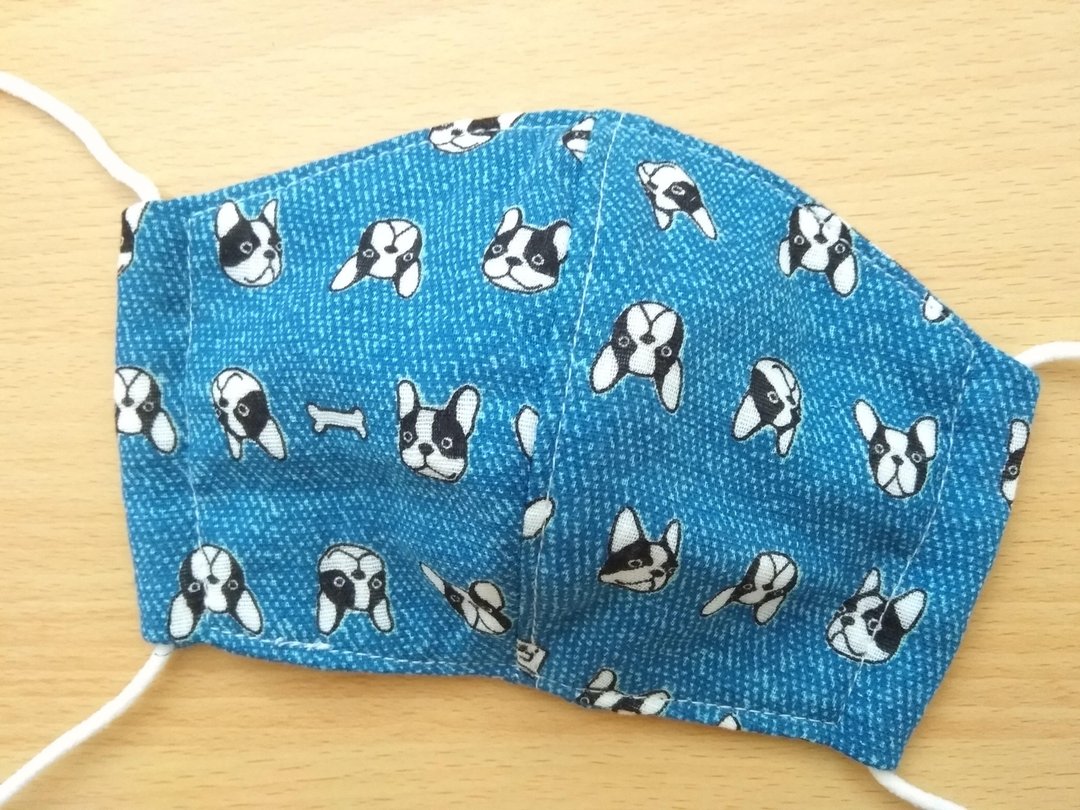Face Mask, Reusable, Washable, Kids, French Terrier Dog, Japanese Double Gauze - 口罩 - 棉 