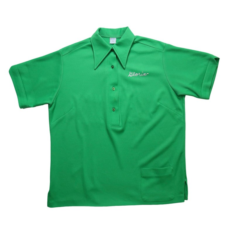 70s Hilton 美国制 绿色锁链绣保龄球衬衫 - 男装衬衫 - 其他材质 绿色