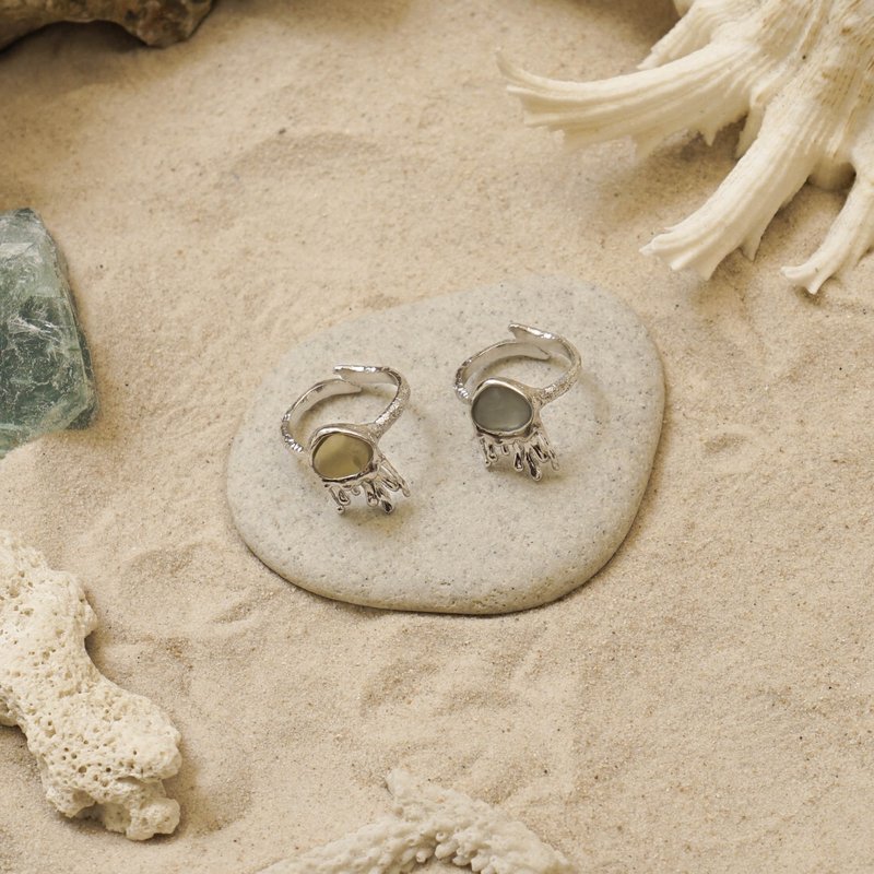 迷你水母造型戒指 - 戒指 - 半宝石 银色