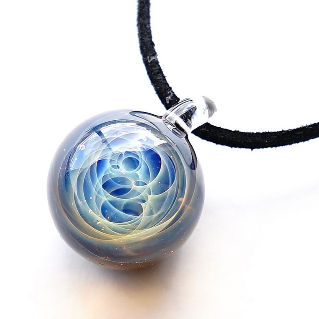 Aura world. Blue vortex tornado colorful glass pendant universe star - 项链 - 玻璃 蓝色