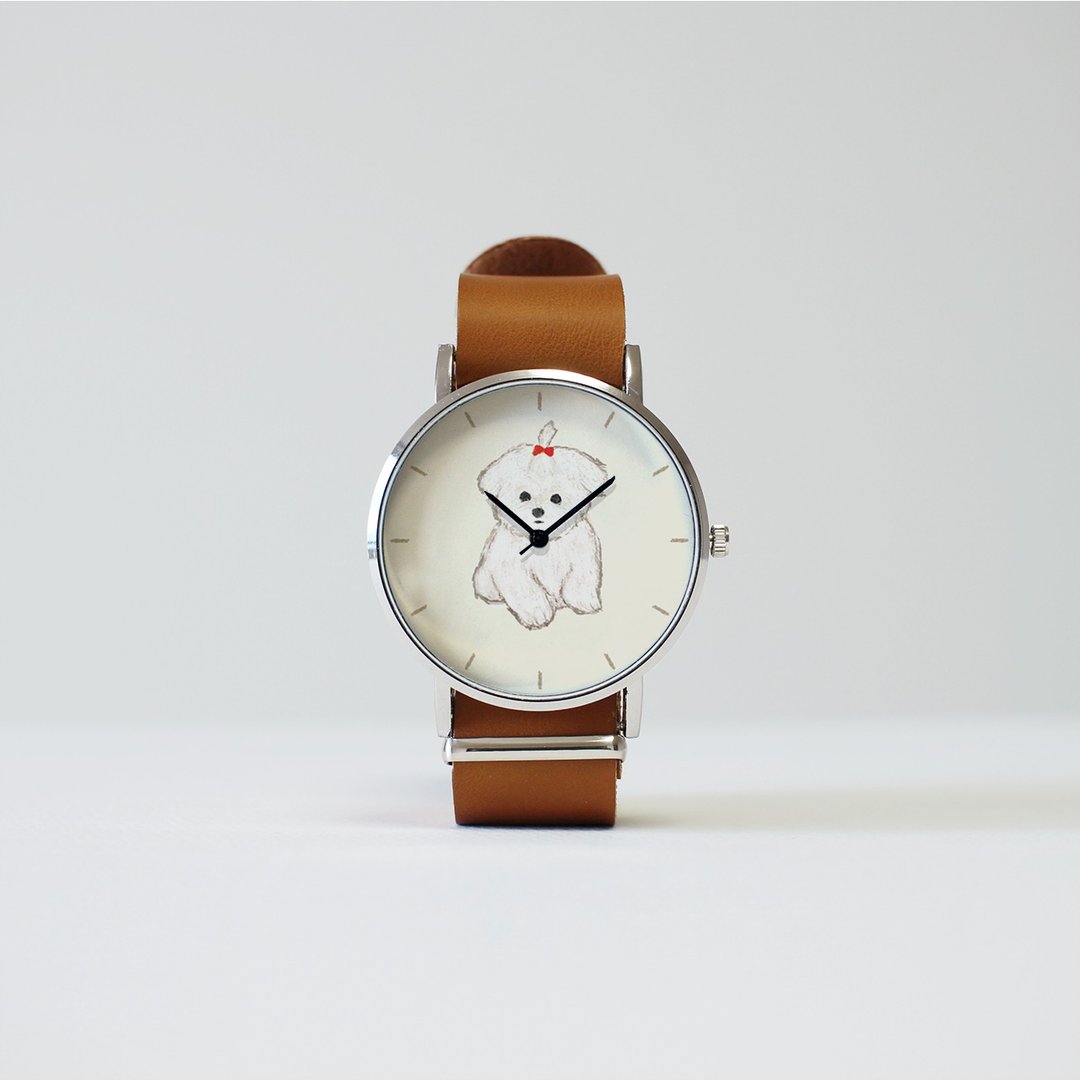 Ribbon Maltese Watch Cream - 女表 - 其他金属 卡其色