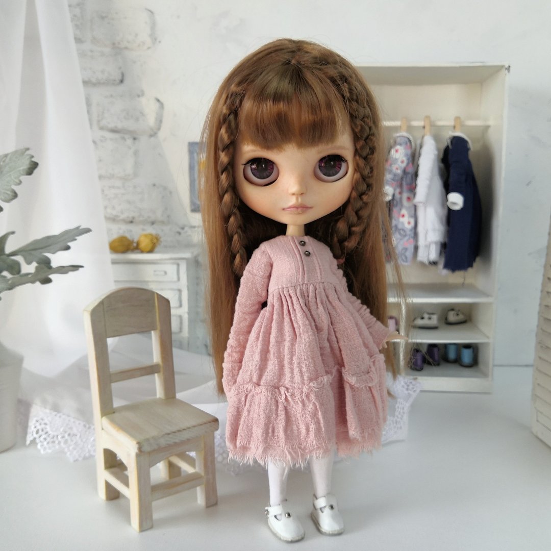 Pink dress Blythe doll, Clothes Blythe doll, Outfit doll - 玩偶/公仔 - 棉 