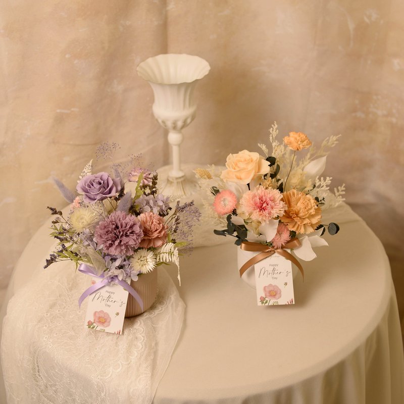 一人开班 | 【优美】母亲节永生康乃馨盆花 桌花 台中花艺 文化币 - 植栽 - 植物．花 